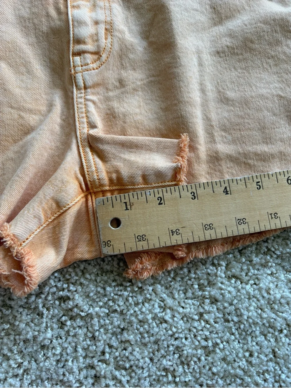 American‎ Eagle Stretch Mom Short Peach Orange Raw Hem Denim Shorts 8